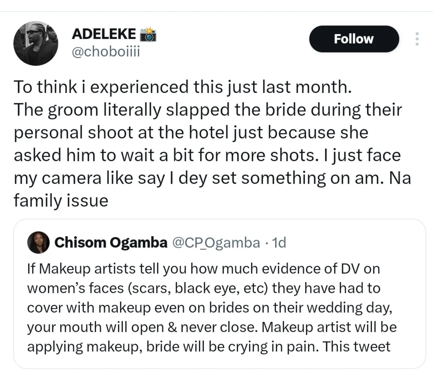 Photographer Recounts Shocking Moment Groom Slapped Bride During Pre-Wedding Shoot