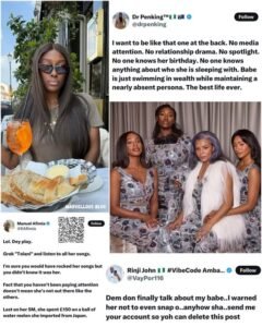 Tolani Otedola (far left), seen in a rare family photo with her father Femi Otedola and siblings, draws attention for her private lifestyle and understated presence.


