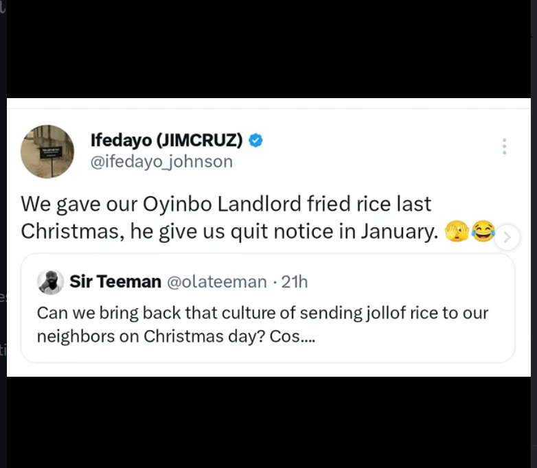 “Christmas Fried Rice to Quit Notice”: Nigerian Twitter User Shares Funny Holiday Experience